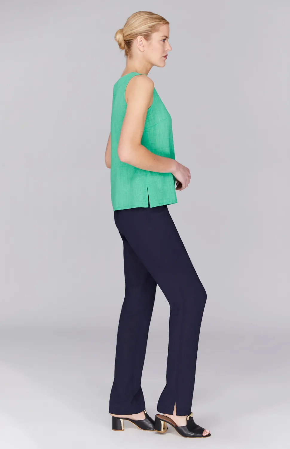 Microlinen Essential Narrow Leg Pant w/Flat Front, Back Elastic, & Slimmest Fit