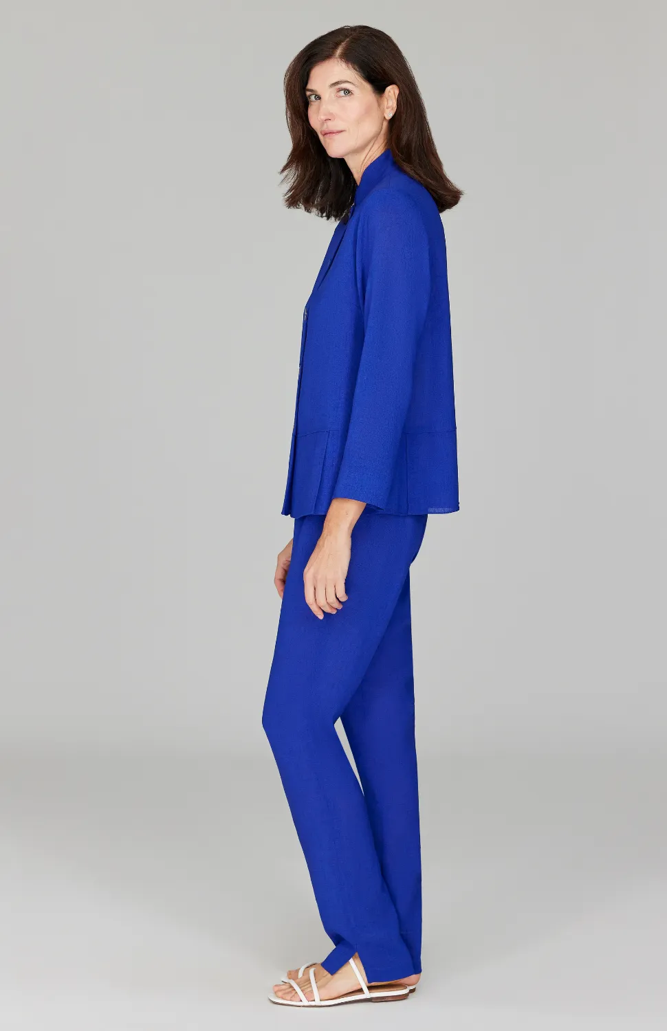 Microlinen Essential Narrow Leg Pant w/Flat Front, Back Elastic, & Slimmest Fit