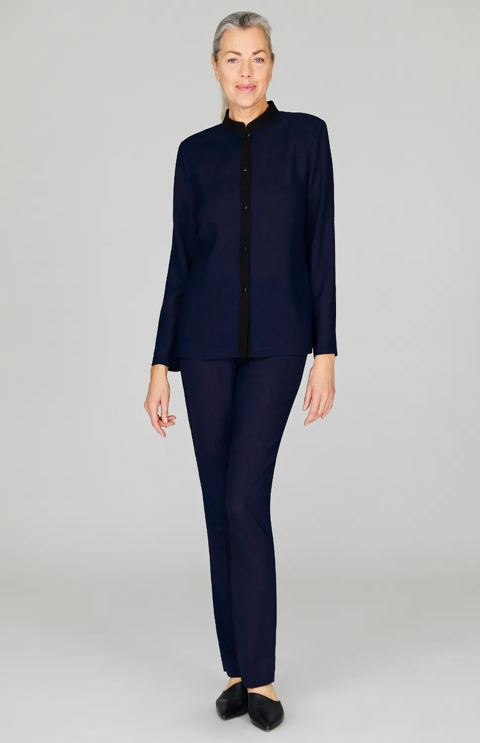 Microlinen Essential Narrow Leg Pant w/Flat Front, Back Elastic, & Slimmest Fit