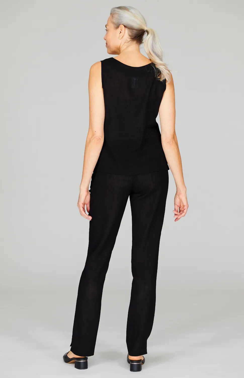 Microlinen Essential Narrow Leg Pant w/Flat Front, Back Elastic, & Slimmest Fit