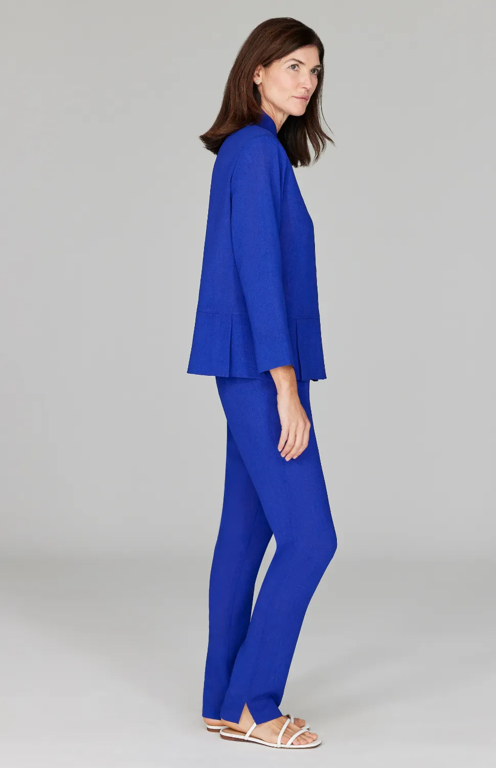 Microlinen Essential Narrow Leg Pant w/Flat Front, Back Elastic, & Slimmest Fit