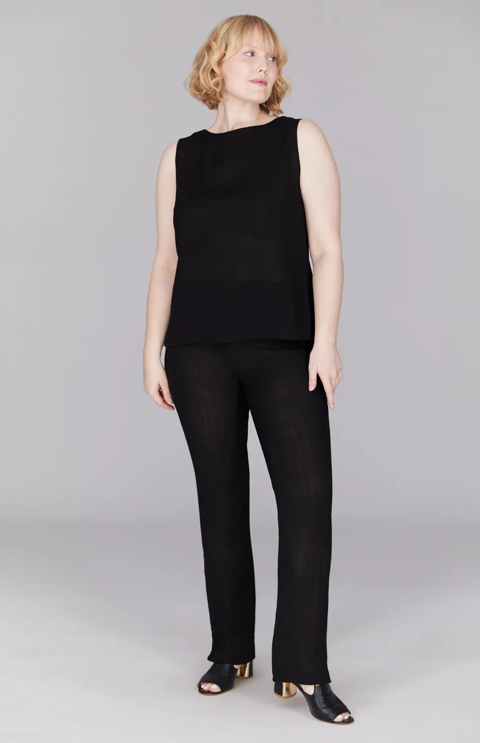 Microlinen Essential Narrow Leg Pant w/Flat Front, Back Elastic, & Slimmest Fit
