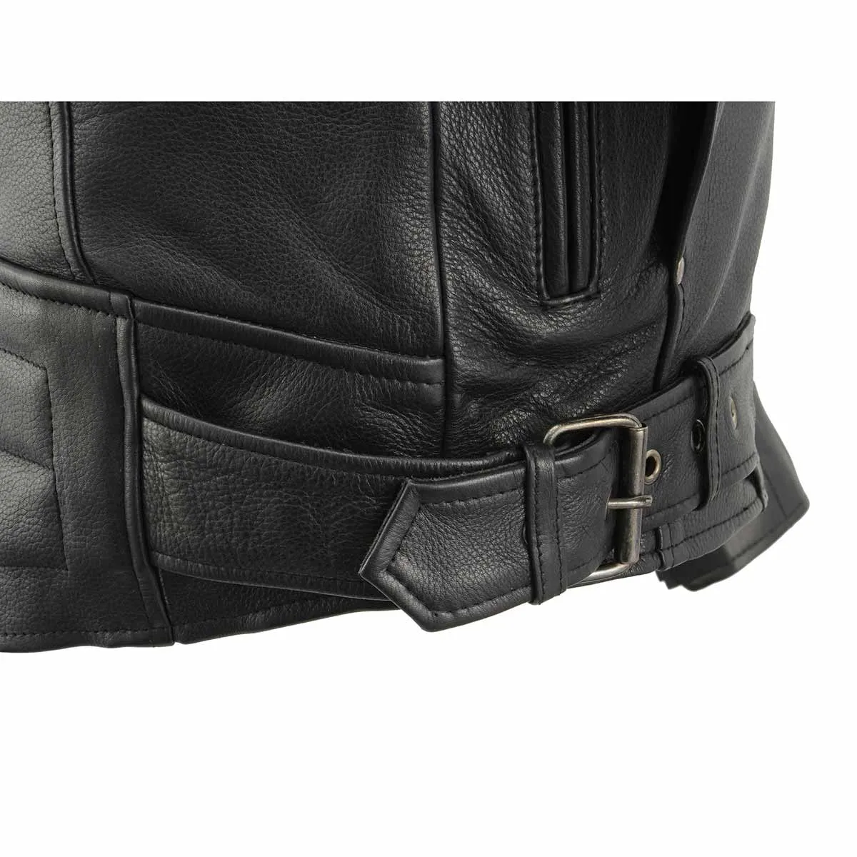 Milwaukee Leather MLM1570 Men’s Black Premium Naked Cowhide Leather Utility Pocket Motorcycle Jacket