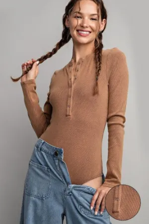 Mineral Wash Rib Long Sleeve Bodysuit