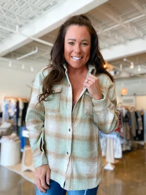 Mint Plaid Shacket