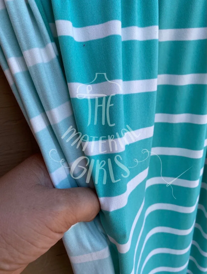 Mint Stripe Brushed Polyester Spandex