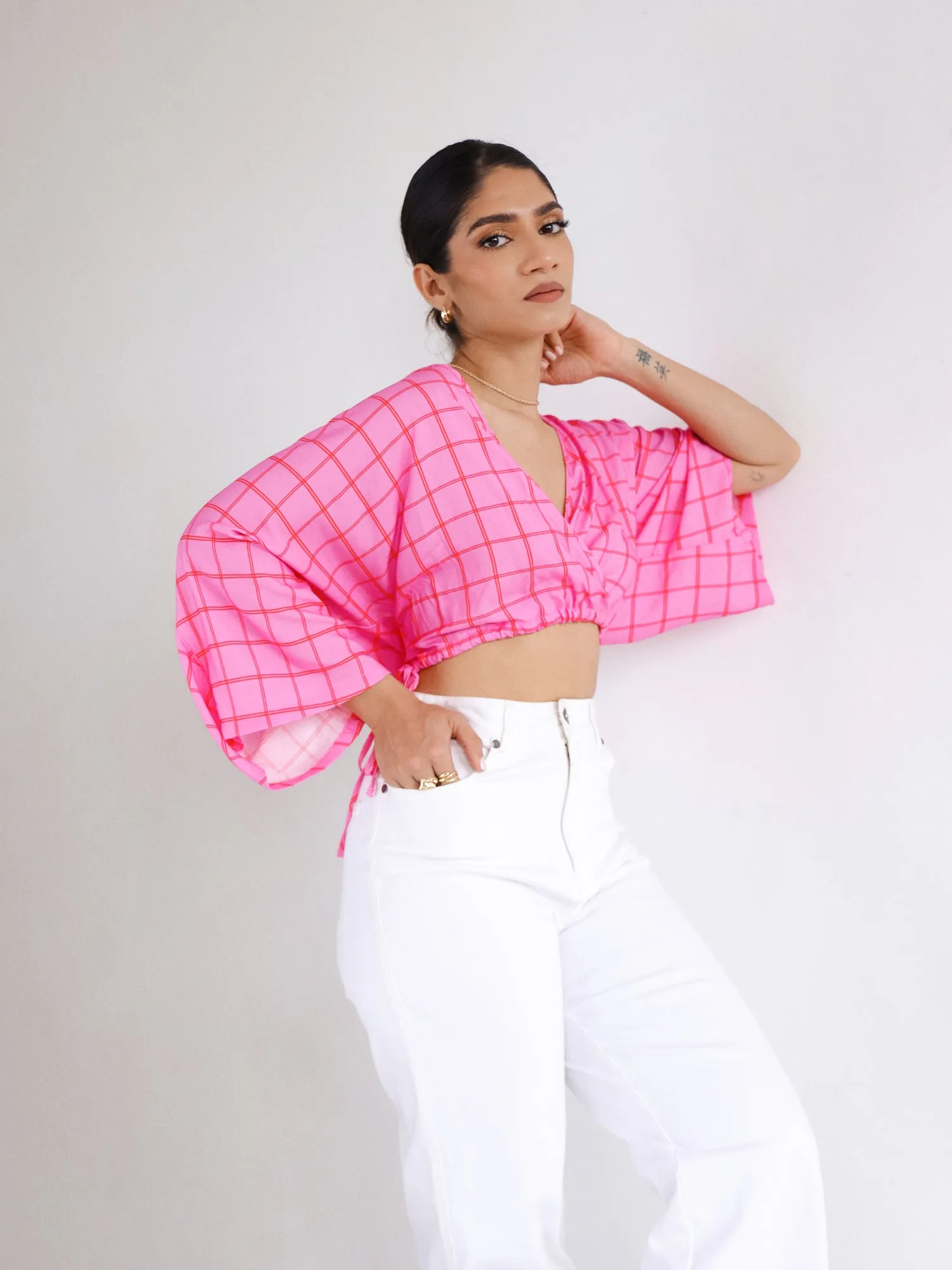 Mock Wrap Printed Top
