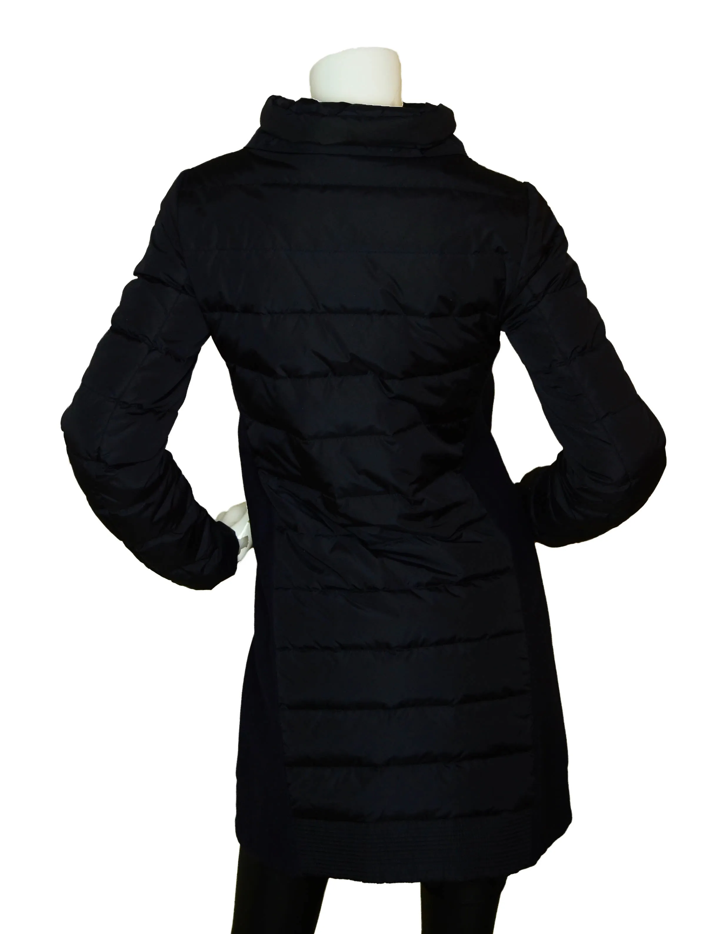 Moncler Navy Herisse Down Puffer Coat w/ Knit Inserts sz 00/ XXS