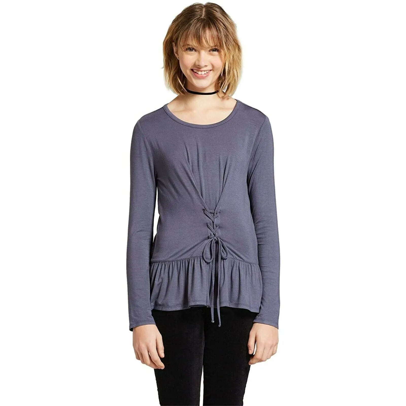 Mossimo Women's Long Sleeve Lace Up Knit Top