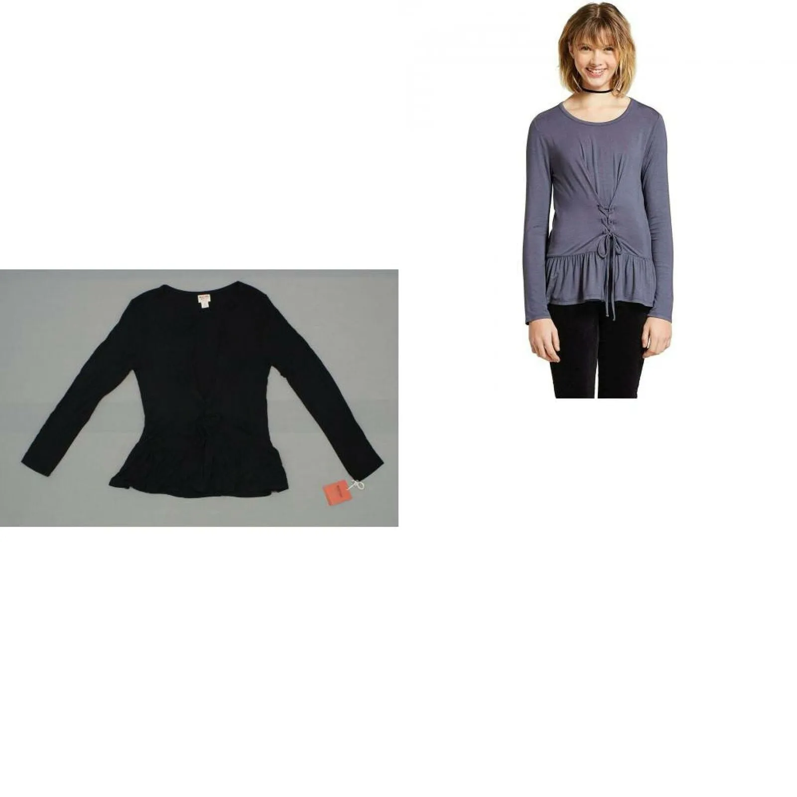 Mossimo Women's Long Sleeve Lace Up Knit Top