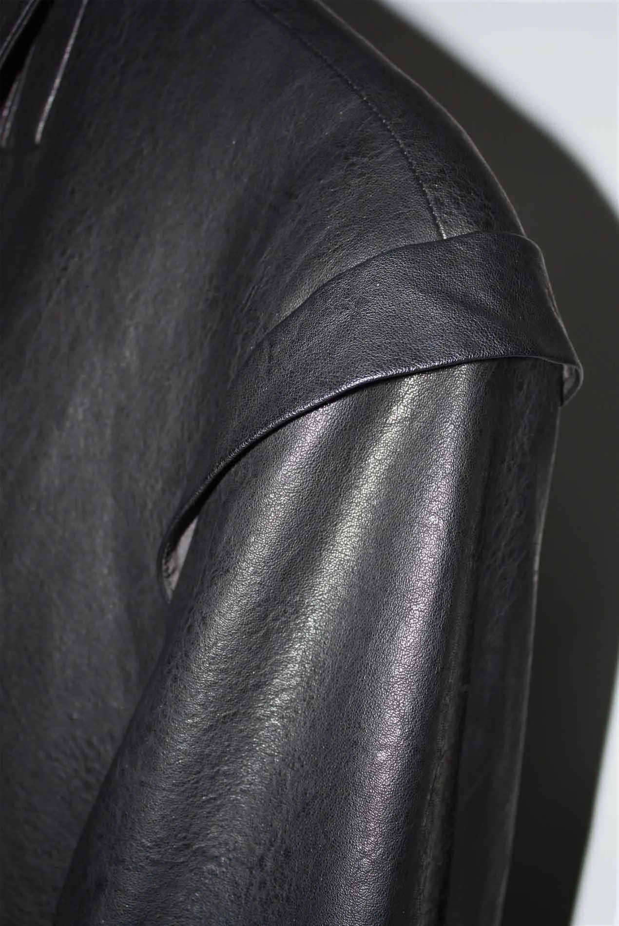 Mule Leather Coat Vintage Black
