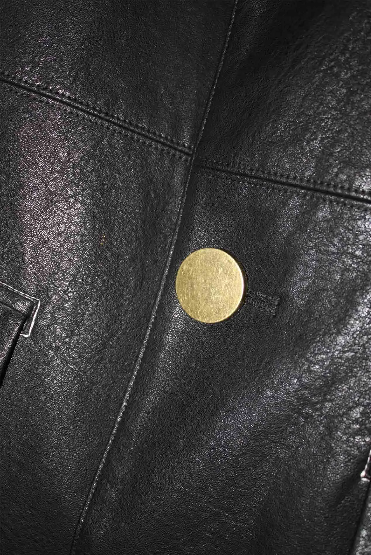 Mule Leather Coat Vintage Black