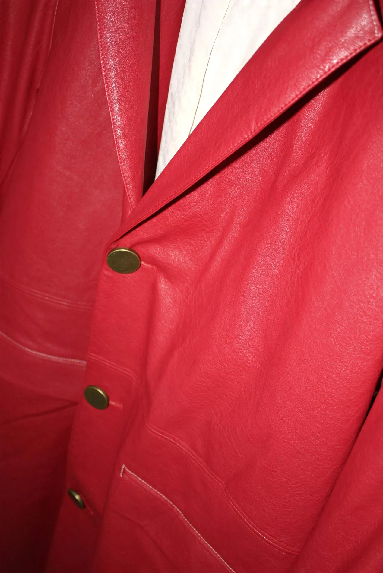 Mule Leather Coat Vintage Red