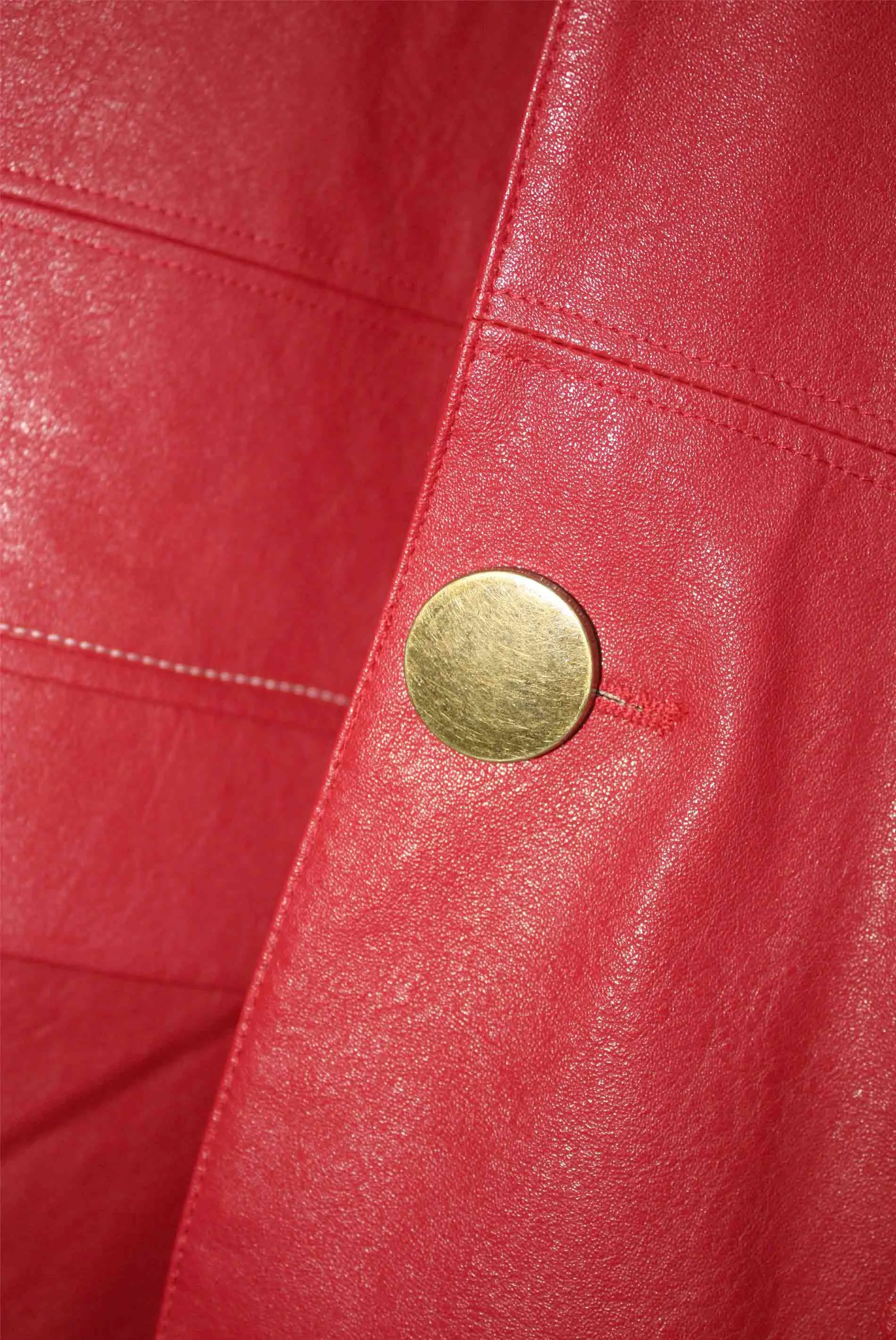 Mule Leather Coat Vintage Red