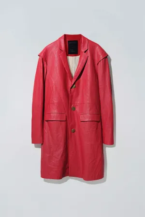 Mule Leather Coat Vintage Red