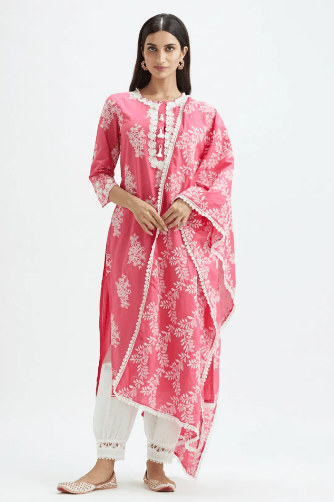 Mulmul Cotton Sirius Fuchsia Dupatta