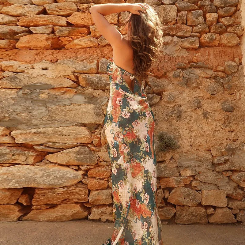 Multi Printed Halter Neck Dress