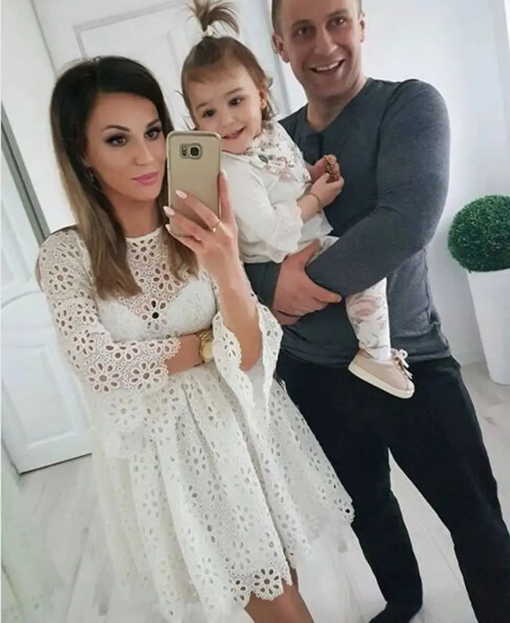 Mummy & Me White Floral Lace Dress