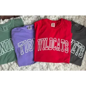 Mustangs - Comfort Colors Brick , White lettering