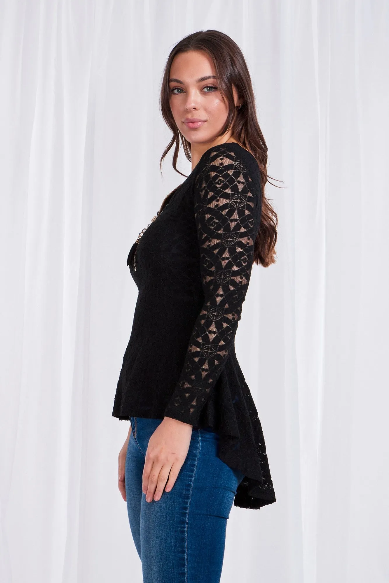 MYRON PEPLUM LACE TOP