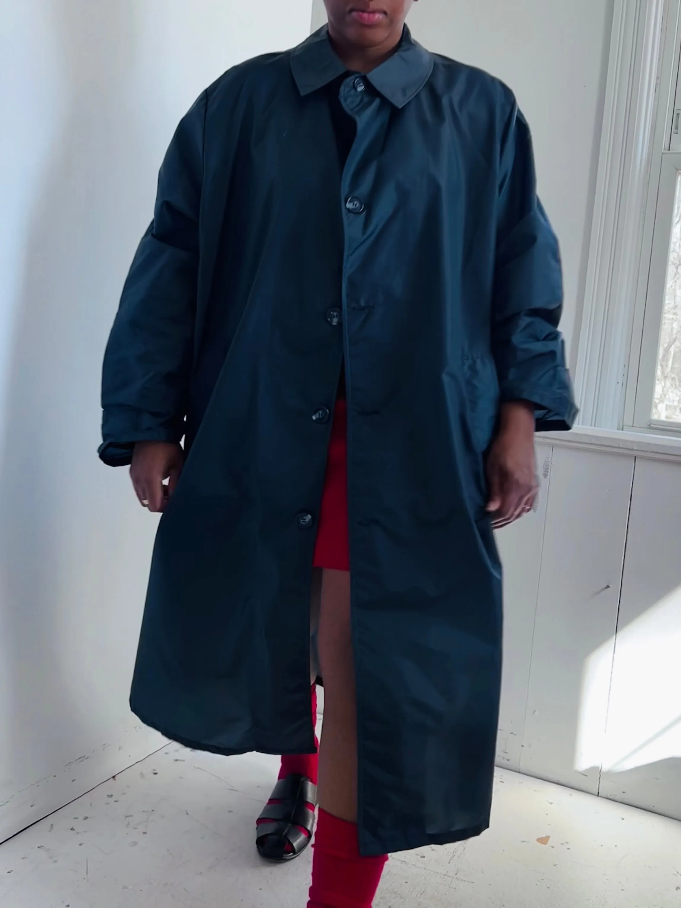 Navy Nylon Trench