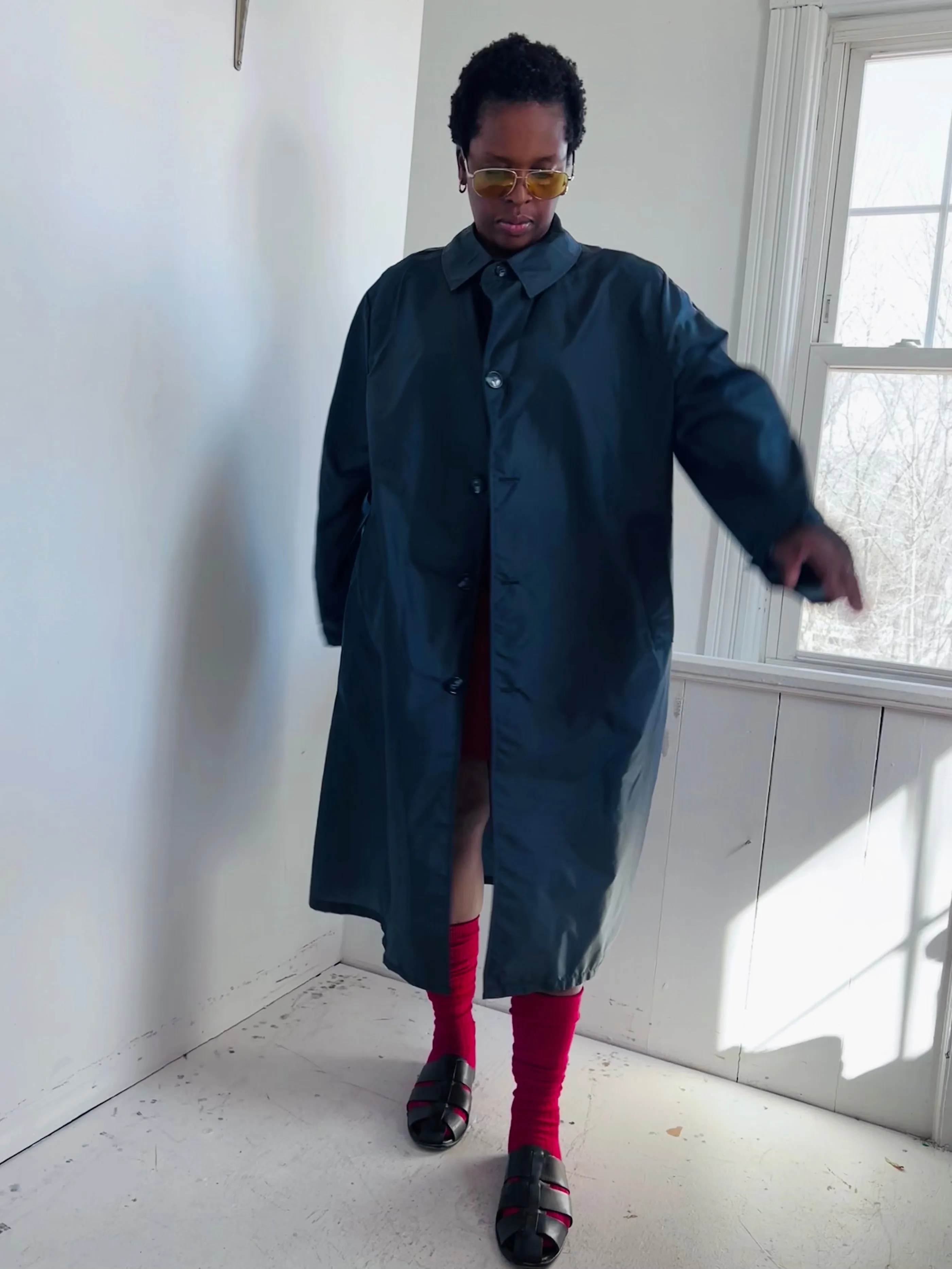 Navy Nylon Trench