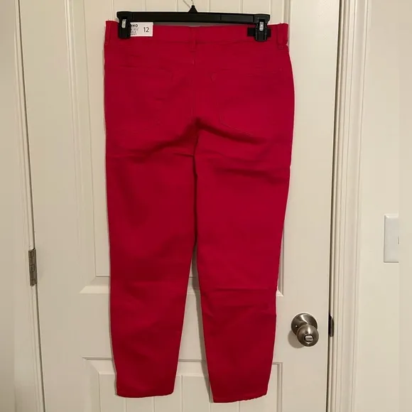 NEW Nicole Miller soho high rise ankle skinny raspberry stretch jeans size 12