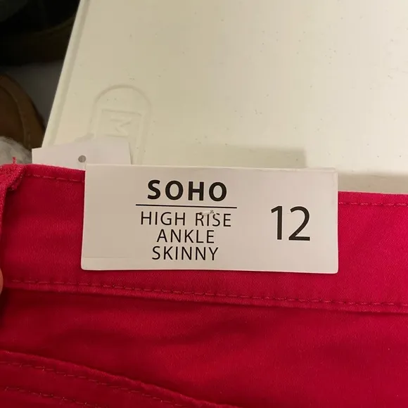 NEW Nicole Miller soho high rise ankle skinny raspberry stretch jeans size 12