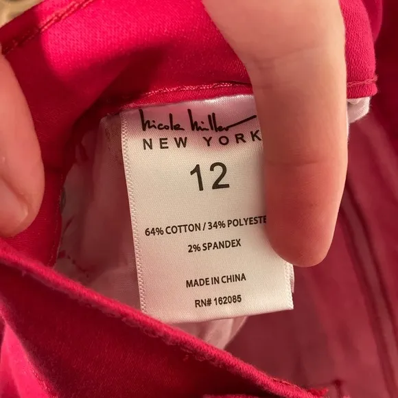 NEW Nicole Miller soho high rise ankle skinny raspberry stretch jeans size 12