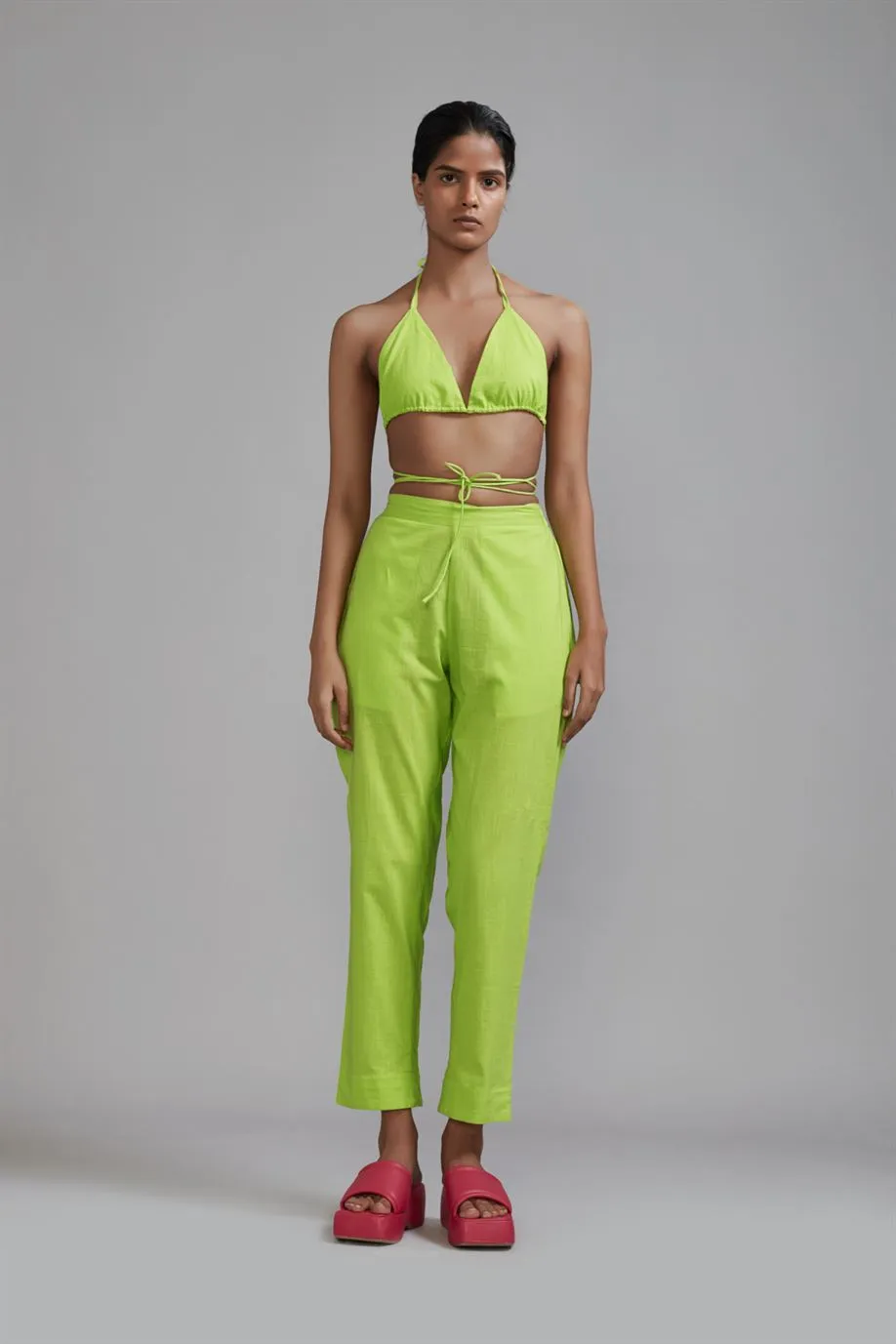 New Season Summer/Fall 24-Pants Green SE Cotton Neon-MT SE Pant-Neon Green-Fashion Edit Mati