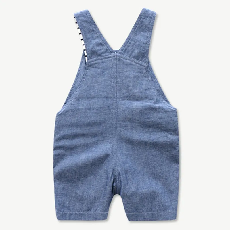 Newborn Baby Clothing for Boys Summer Suit Set Cotton Hat   Striped Romper   Blue Overall 3PCS Casual Children Outfit