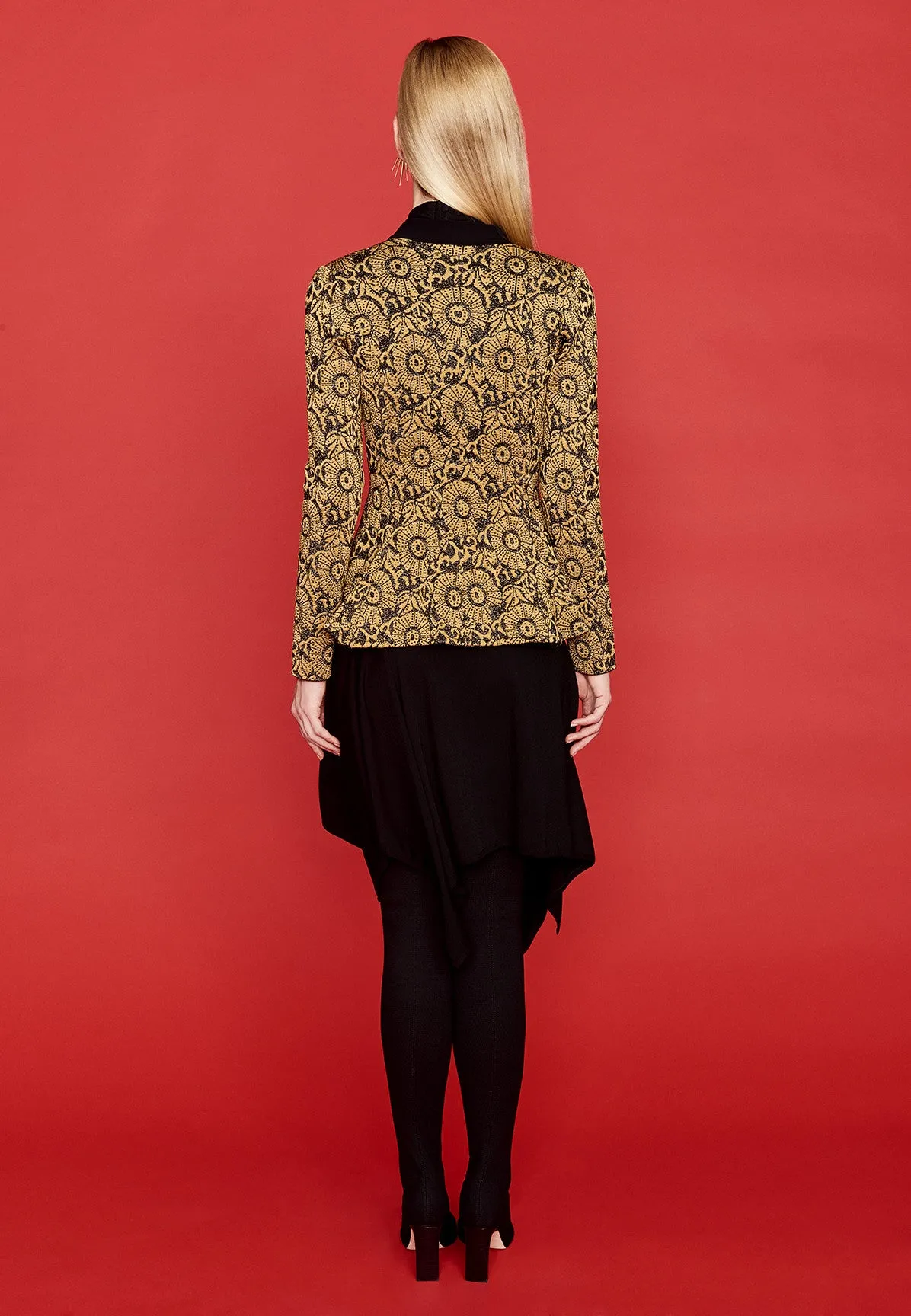 Nikki - Gold and Black Brocade Blazer Jacket