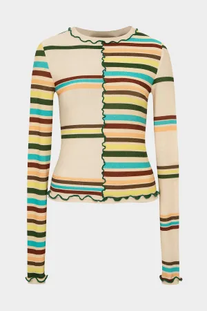 Nita Multi Printed Patchwork Knit Top in Multi
