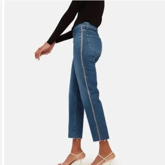 NWT J Brand Jules High-Rise Ankle Jeans  Embellished Rhinestones Jules  Sz 29