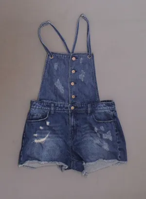 NWT Tinsel Town Womens Distressed Overalls Jean Shorts. TB022494 Medium