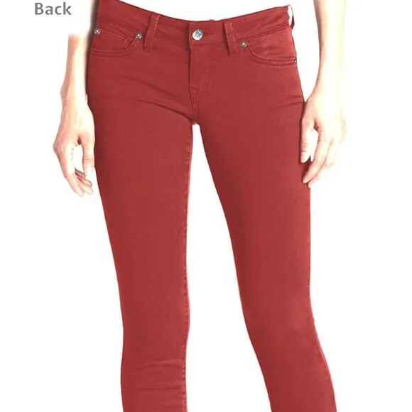 NWT Anthropologie Level 99 Lily Skinny Straight Tencel Jeans Rust