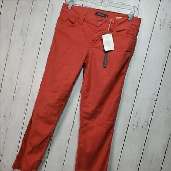 NWT Anthropologie Level 99 Lily Skinny Straight Tencel Jeans Rust