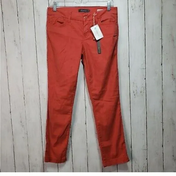 NWT Anthropologie Level 99 Lily Skinny Straight Tencel Jeans Rust