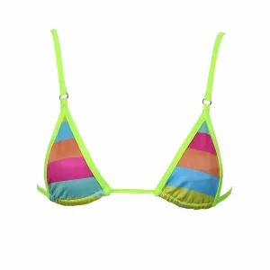 NYX MICRO BIKINI TOP - Candy Stripe / Neon Yellow