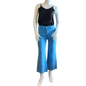 Ocean Blue frayed hem straight leg jeans