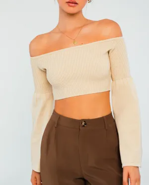 Off Shoulder Bell Sleeve Sweater Top