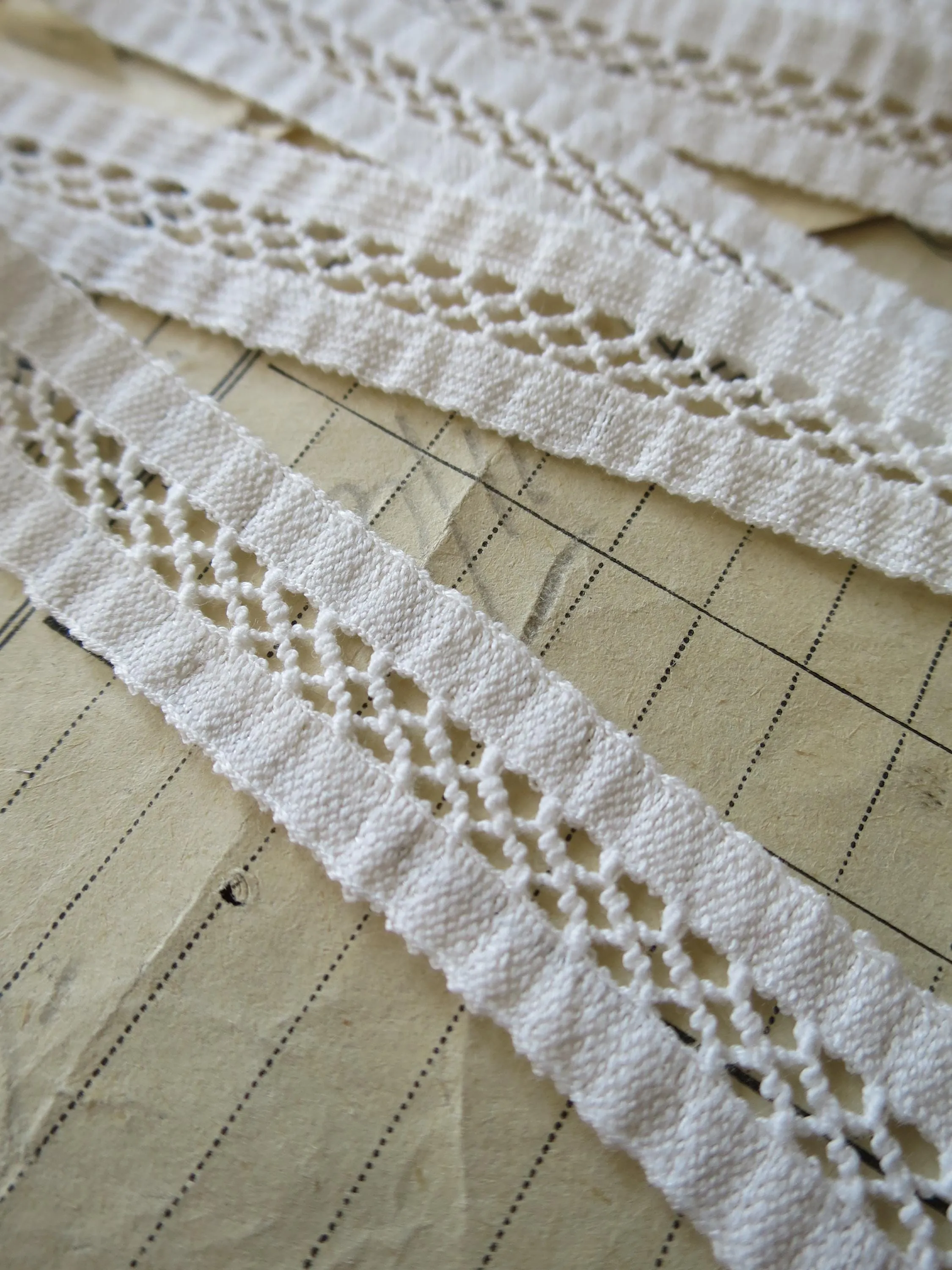 Off White English Nottingham Lace- Faggoting Insertion- 1.7 cm