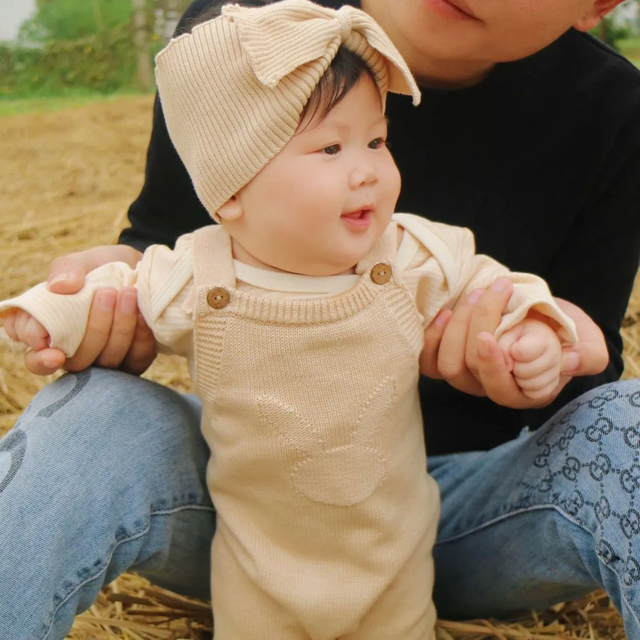 Organic Cotton Knitted Baby Overalls