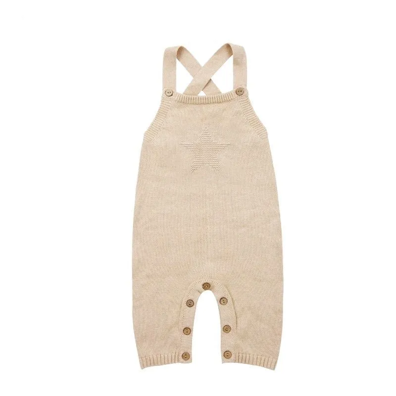 Organic Cotton Knitted Baby Overalls
