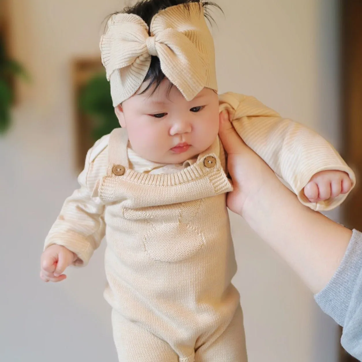 Organic Cotton Knitted Baby Overalls