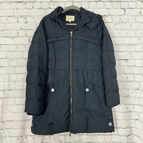 Orolay Womens Thickened Quilted Down Puffer Jacket Coat Navy Size M Full Zip