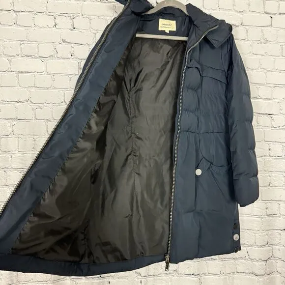 Orolay Womens Thickened Quilted Down Puffer Jacket Coat Navy Size M Full Zip