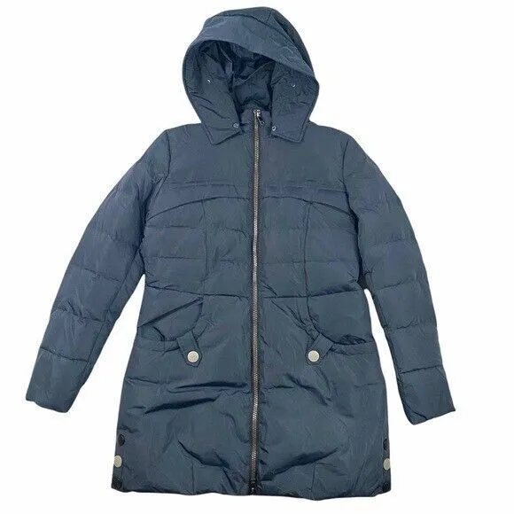 Orolay Womens Thickened Quilted Down Puffer Jacket Coat Navy Size M Full Zip