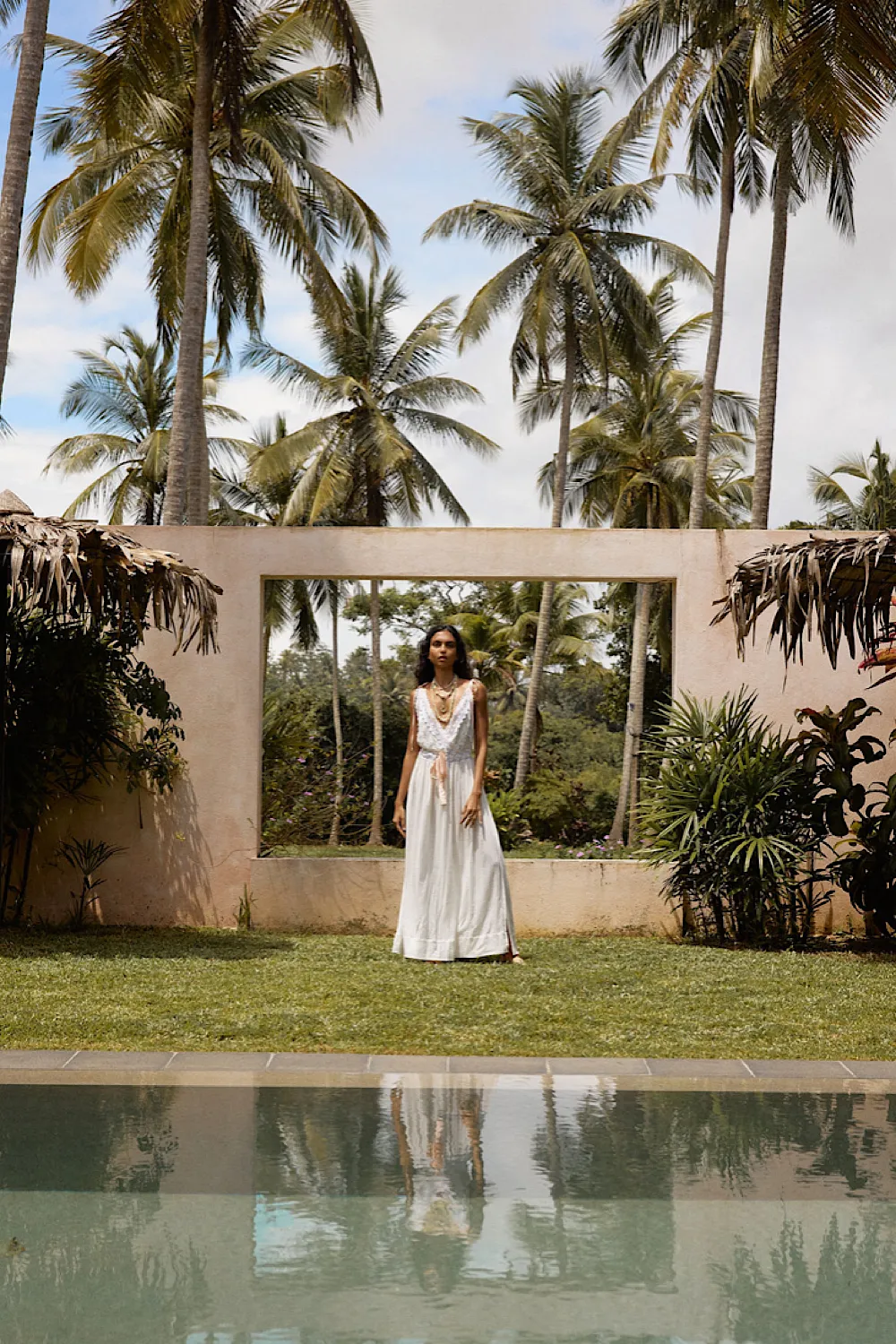 Out Among The Stars Cotton Gauze, Lace   Ribbon Embroidered Maxi Slip Dress