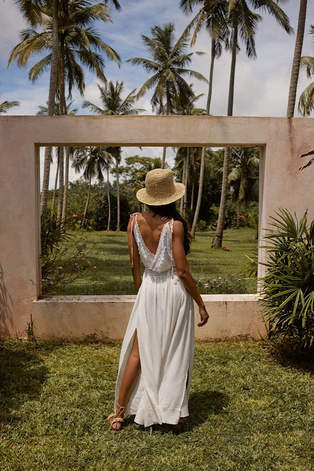 Out Among The Stars Cotton Gauze, Lace   Ribbon Embroidered Maxi Slip Dress